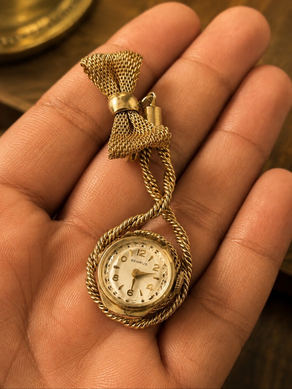 Gold-Tone Bow Pendant Watch Bracelet - Gold Color